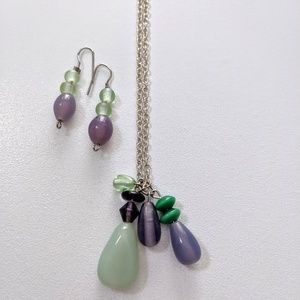 Handmade Glass Bead Necklace w/Matching earrings